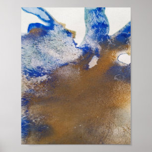 Poster arte azul marrom abstrato