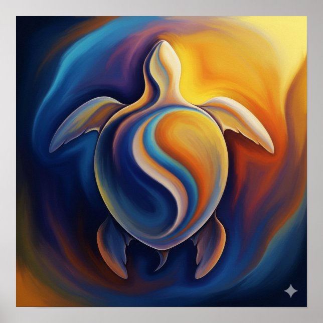 Poster Arte Biomorfica das Tartarugas (Frente)