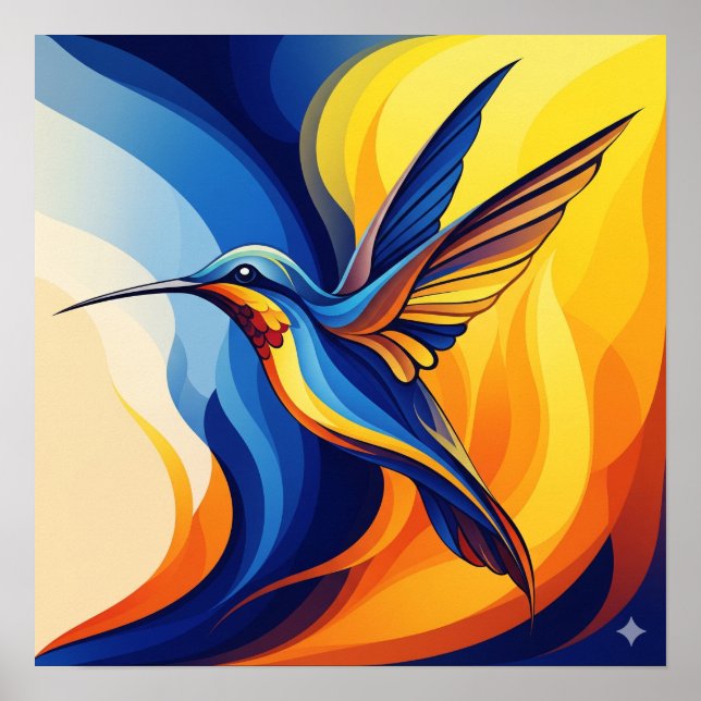 Poster Arte Biomórfica de Hummingbird (Frente)