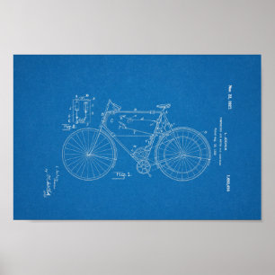 Poster Arte Blueprint de Patente de Bicicleta Vintage Sch