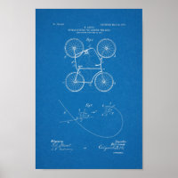 Arte Blueprint de Patente Dupla Bicicleta de 1905