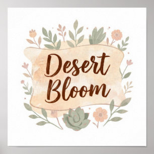 Poster Arte Boho do Sudoeste: Floral de Suculentas Desert