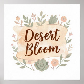 Poster Arte Boho do Sudoeste: Floral de Suculentas Desert