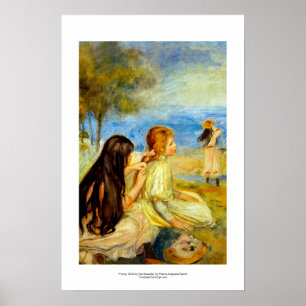 Poster Arte bonita da pintura de Renoir do beira-mar das