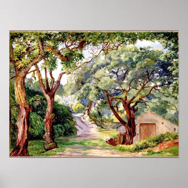 Poster Arte botânica: Cork Trees em Cintra perto de Lisbo (Frente)