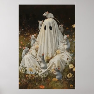 Poster Arte Botânica de Fantasmas Góticos e Ratos Impress