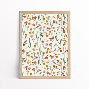 Poster Arte Botânica de Flor Silvestre Bohemiana Retro