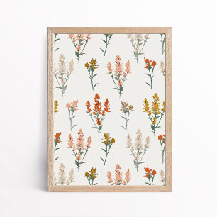 Poster Arte Botânica de Flor Silvestre Bohemiana Retro