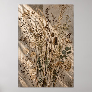 Poster Arte Botânica de Flores Silvestres Secas ao Sol