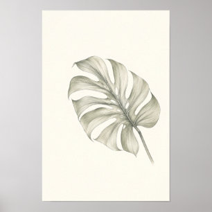 Poster Arte Botânica de Folha de Monstera Minimalista par