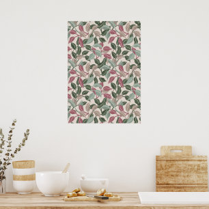Poster Arte Botânica de Folhas Sage Blush Neutra para Par
