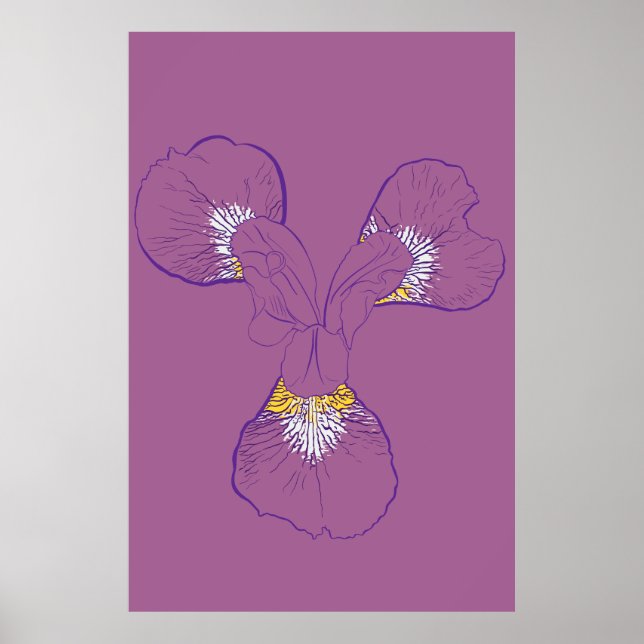 Poster Arte Botânica de Íris em Linha (Frente)