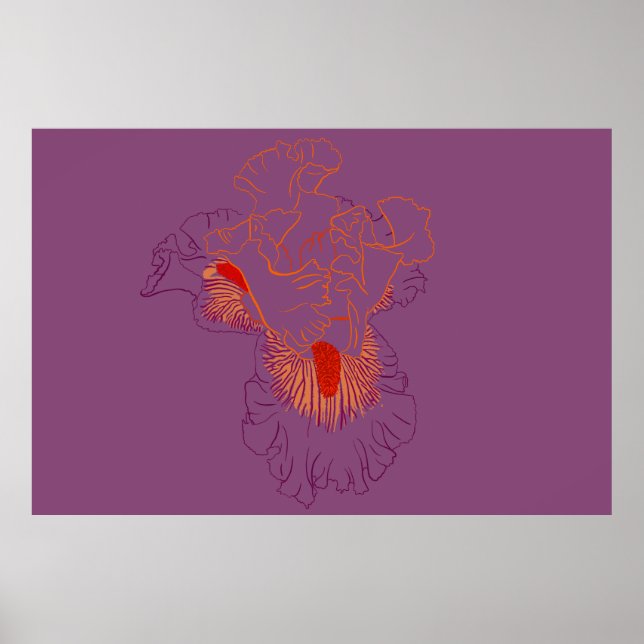 Poster Arte Botânica de Íris em Linha (Frente)