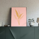 Poster Arte Botânica Minimalista Moderna, Cor-de-rosa<br><div class="desc">Arte botânica moderna simples e elegante desenhando em rosa-claro e ouro.</div>