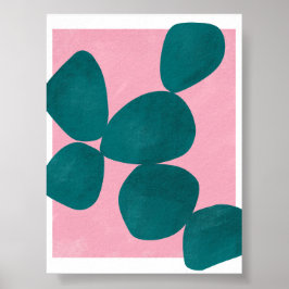 Poster Arte Botânica Moderna em Verde e Rosa