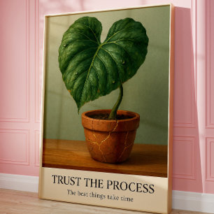 Poster Arte Botânica Motivacional para Parede 'Confie no 