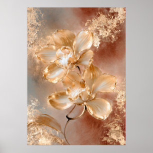 Poster Arte Botânica Neo-Rinpa de Orquídea Ran