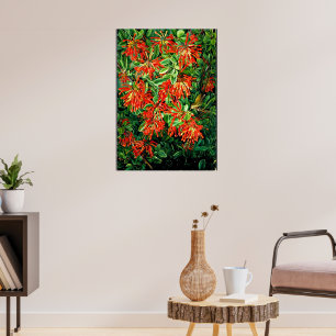 Poster Arte botânica: Queimando Bush e Emu Wren do Chile