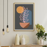 Poster Arte Botânica Terrestre Abstrato na Cinza<br><div class="desc">Arte Geométrica Abstrato da Terra na Poster</div>