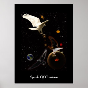 Poster Arte branca da fantasia do corvo