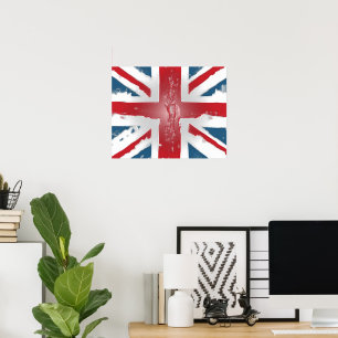 Pôster Arte britânica da cera do abstrato da bandeira de
