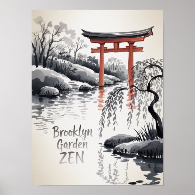 Poster Arte Brooklyn Garden Zen Sumi-E (Frente)