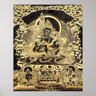 Pôster Arte budista tibetana preta & Dourado