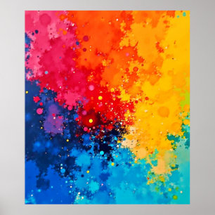 Poster Arte Caótico Vibrante em Aquarela
