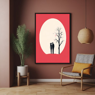Pôster Arte Casal Romântica Minimalista