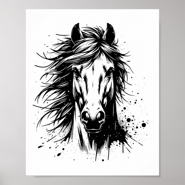 Poster Arte Cavalo Para Homens Crianças Retrato Cavalo Eq (Frente)