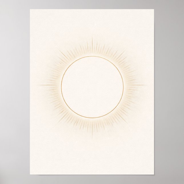 Poster Arte Celestial Minimalista do Sol – Bege Neutro  (Frente)