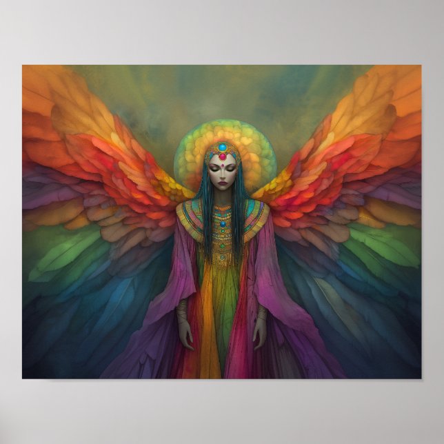Poster Arte Celestial Rainbow Goddese Angel Spirit (Frente)
