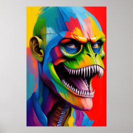 Poster Arte Ciborgue Híbrida Dinossauro - Ilustração T-Re