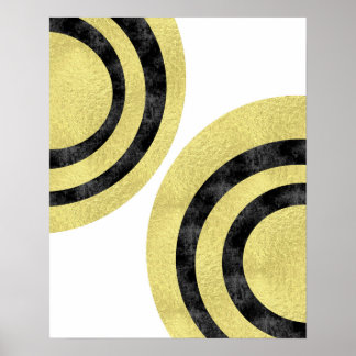 Pôster Arte Circular Arte moderna Dourada esfola geométri