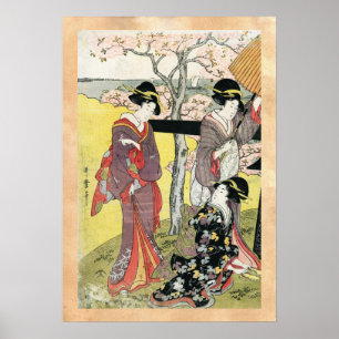 Poster Arte clássica japonesa oriental legal da senhora