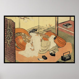 Poster Arte clássica vintage japonesa ukiyo-e oiran