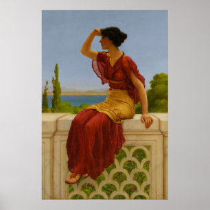 Poster Arte Clássica Vista do Mar Mediterrâneo Vintage