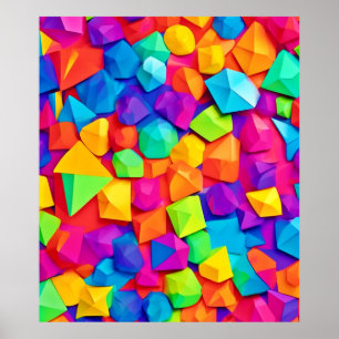 Poster Arte Colorida Crystal Shapes