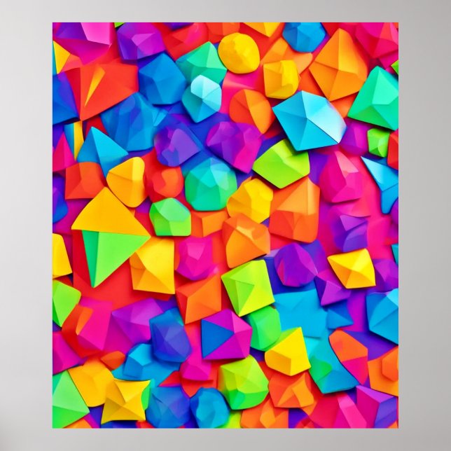 Poster Arte Colorida Crystal Shapes (Frente)