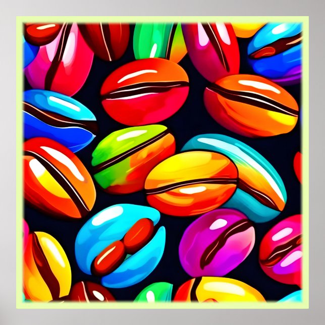 Poster Arte Colorida de Bean Abstrato (Frente)