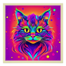 Arte Colorida de Cabeça de Gato