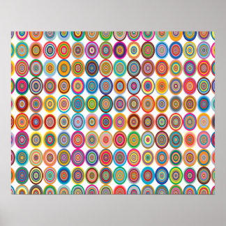 Pôster Arte Colorida de Círculos Concentrados Pequenos Ab
