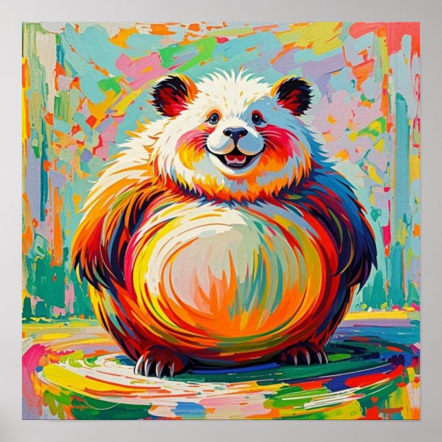 Poster Arte colorida de design abstrato de panda gigante  (Frente)
