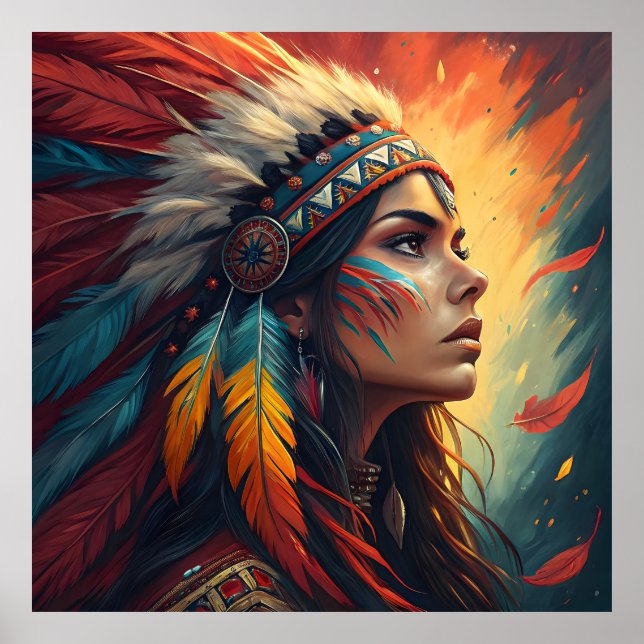 Poster Arte Colorida de Espírito Tribal (Frente)