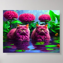 Poster Arte Colorida de Gatos para Amantes de Gatos