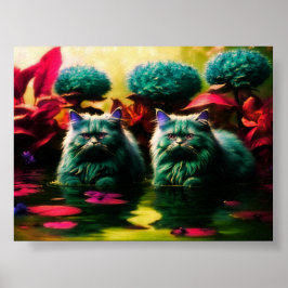 Poster Arte Colorida de Gatos para Amantes de Gatos