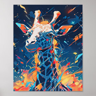 Poster Arte Colorida de Girafa Abstrata
