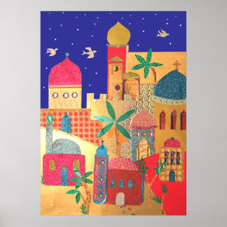 Pôster Arte Colorida de Jerusalém
