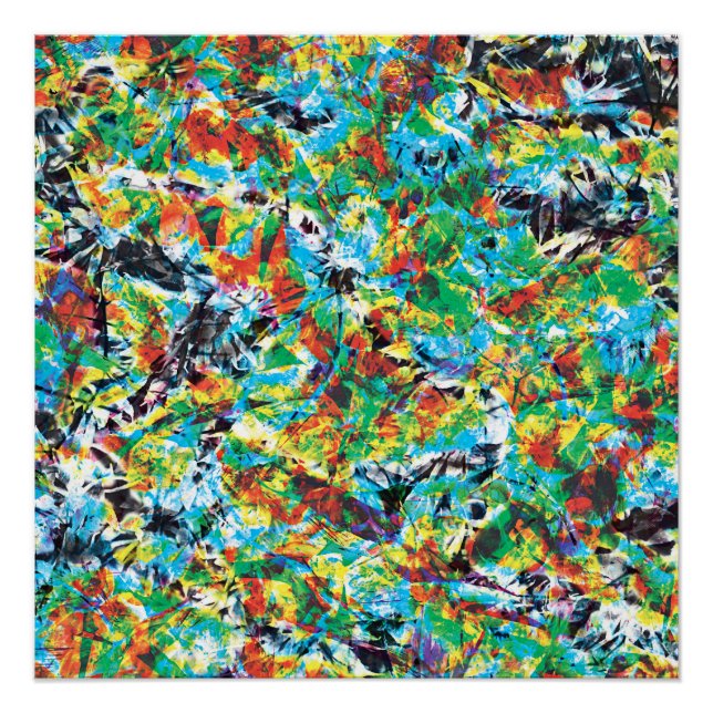 Pôster Arte colorida de primavera verde-azul (Frente)