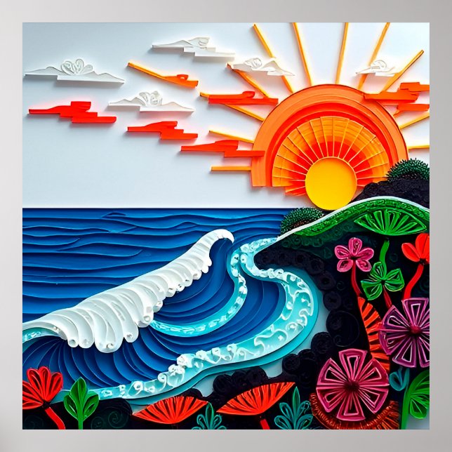 Poster Arte Colorida de Quilling em Papel (Frente)